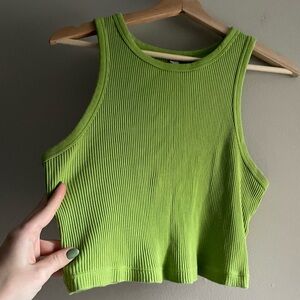 Lime Green Racer Crop Tank Top Uniqlo Women’s Lagre